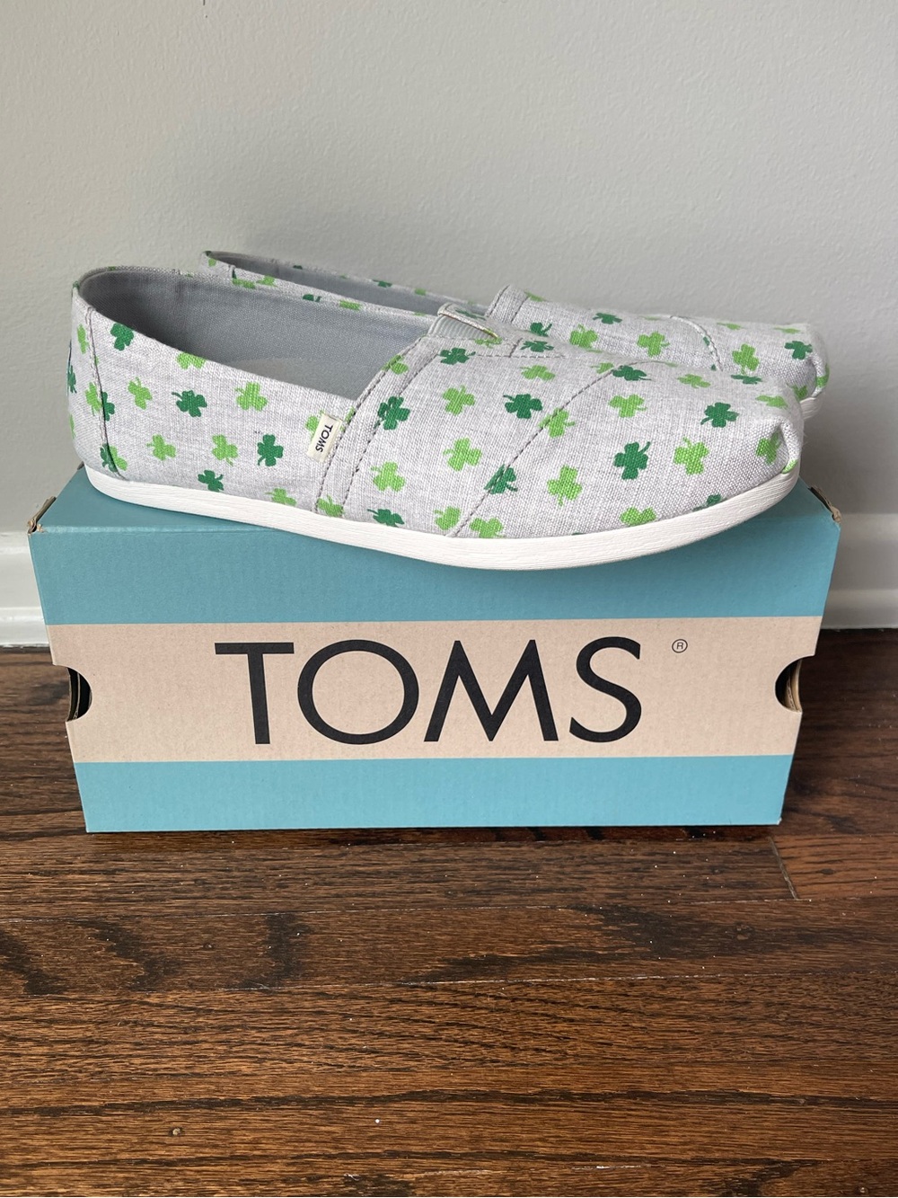 Toms Alpargata Slip-On Sneakers with Green Clovers